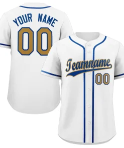 Custom White Royal-Old Gold Classic Style Authentic Baseball Jersey