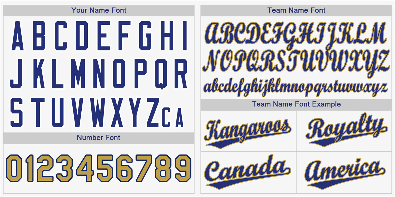 Custom White Royal-Old Gold Classic Style Authentic Baseball Jersey - Image 3