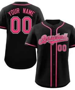 Custom Black Pink-Gray Classic Style Authentic Baseball Jersey