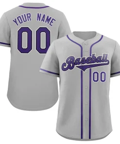 Custom Gray Purple-Black Classic Style Authentic Baseball Jersey