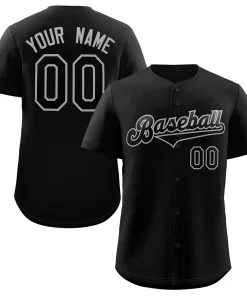 Custom Black Black-Gray Classic Style Authentic Baseball Jersey