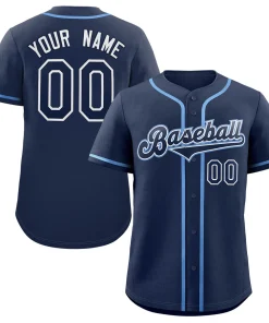 Custom Navy Navy-Powder Blue Classic Style Authentic Baseball Jersey