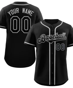 Custom Black Black-Gray Classic Style Authentic Baseball Jersey