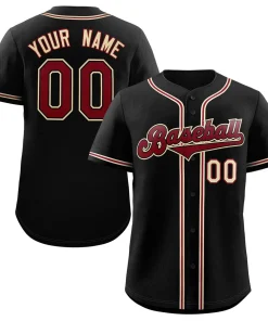 Custom Black Crimson-Cream Classic Style Authentic Baseball Jersey