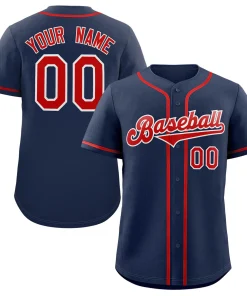 Custom Navy Red-White Classic Style Authentic Baseball Jersey