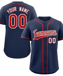 Custom Navy Red-White Classic Style Authentic Baseball Jersey
