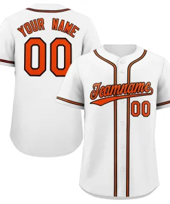 Custom White Orange-Black Classic Style Authentic Baseball Jersey