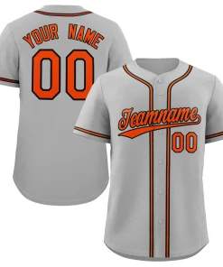 Custom Gray Orange-Black Classic Style Authentic Baseball Jersey