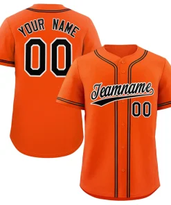 Custom Orange Black-White Classic Style Authentic Baseball Jersey