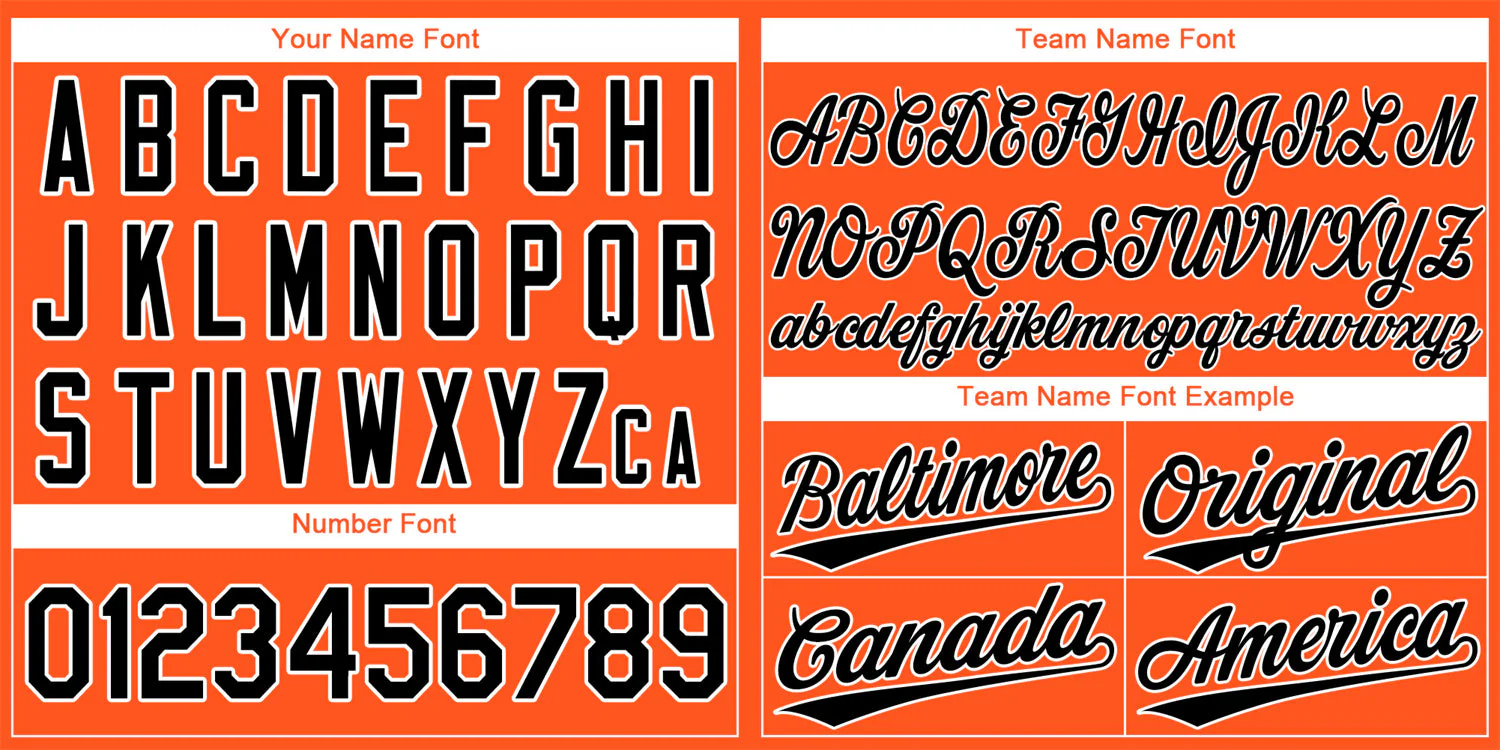 Custom Orange Black-White Classic Style Authentic Baseball Jersey - Image 3