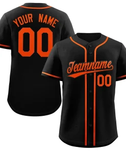 Custom Black Orange Classic Style Authentic Baseball Jersey