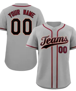 Custom Gray Black-Cream Classic Style Authentic Baseball Jersey