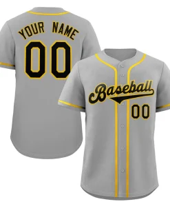 Custom Gray Black-Gold Classic Style Authentic Baseball Jersey