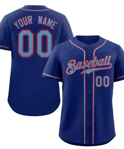 Custom Royal Powder Blue-Red Classic Style Authentic Baseball Jersey