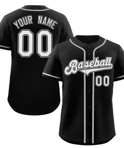 Custom Black White-Gray Classic Style Authentic Baseball Jersey
