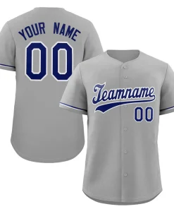 Custom Gray Navy-White Solider Classic Style Authentic Baseball Jersey