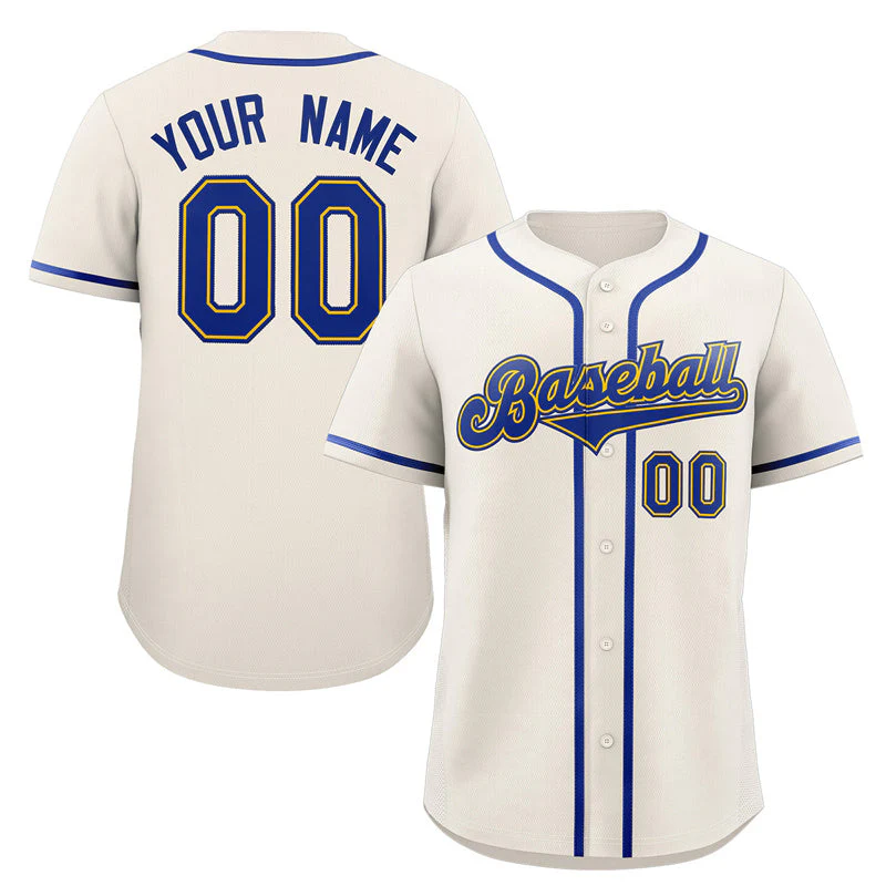 Custom Cream Royal-Gold Classic Style Authentic Baseball Jersey