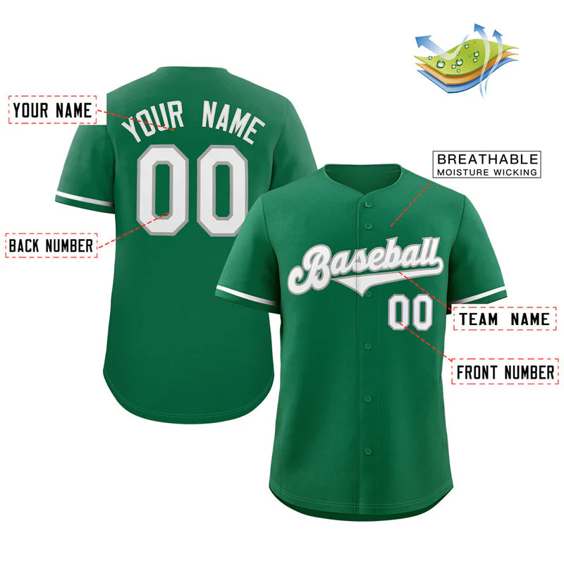 Custom Green White-Gray Solider Classic Style Authentic Baseball Jersey - Image 2