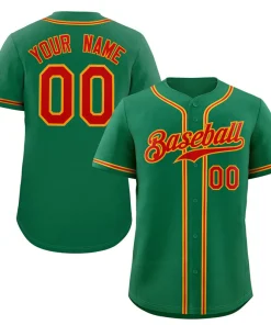 Custom Green Red-Orange Classic Style Authentic Baseball Jersey