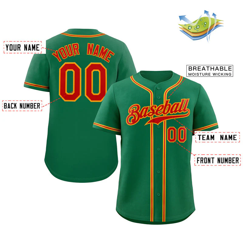 Custom Green Red-Orange Classic Style Authentic Baseball Jersey - Image 2