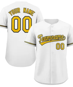 Custom White Gold-Black Solider Classic Style Authentic Baseball Jersey