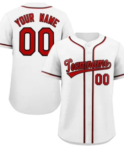 Custom White Red-Black Classic Style Authentic Baseball Jersey