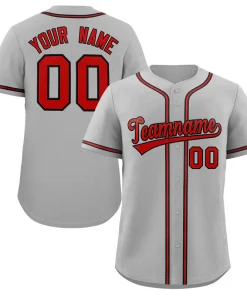 Custom Gray Red-Black Classic Style Authentic Baseball Jersey