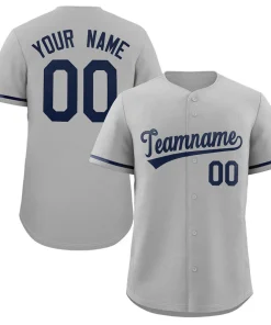 Custom Gray Navy Solider Classic Style Authentic Baseball Jersey