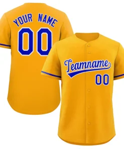 Custom Yellow Royal-White Solider Classic Style Authentic Baseball Jersey