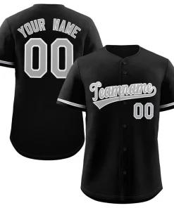 Custom Black Gray-White Solider Classic Style Authentic Baseball Jersey