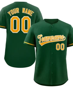 Custom Green White-Gold Solider Classic Style Authentic Baseball Jersey