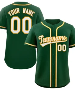 Custom Green White-Gold Classic Style Authentic Baseball Jersey