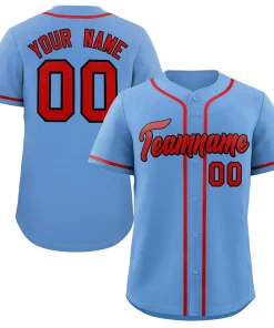 Custom Light Blue Red-Black Classic Style Authentic Baseball Jersey
