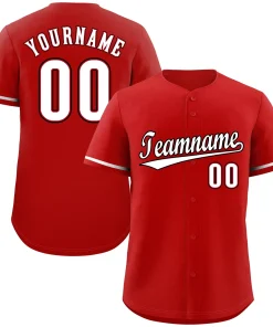 Custom Red White-Black Classic Style Authentic Baseball Jersey