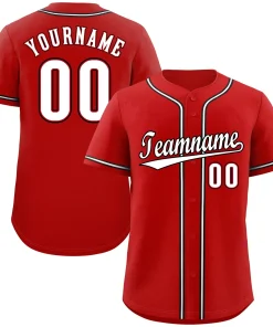 Custom Red White-Black Classic Style Authentic Baseball Jersey