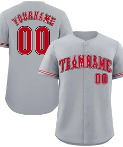 Custom Gray Red-Black Classic Style Authentic Baseball Jersey