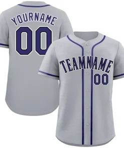 Custom Gray Purple-Black Classic Style Authentic Baseball Jersey