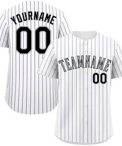 Custom White Gray-Black Stripe Fashion Authentic Baseball Jersey