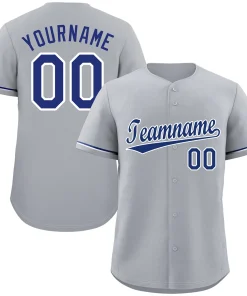 Custom Gray Royal-White Classic Style Authentic Baseball Jersey