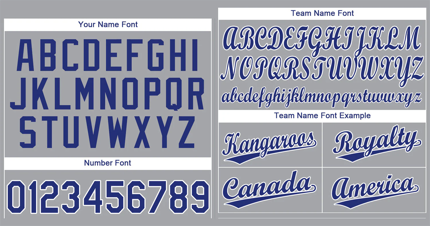 Custom Gray Royal-White Classic Style Authentic Baseball Jersey - Image 3