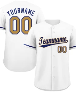 Custom White Royal-Old Gold Classic Style Authentic Baseball Jersey