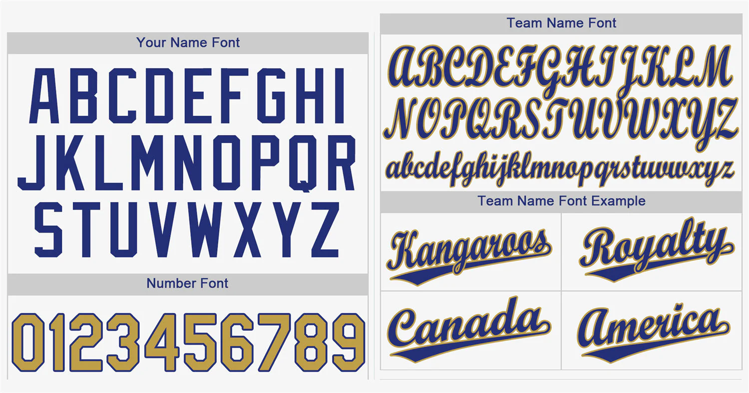 Custom White Royal-Old Gold Classic Style Authentic Baseball Jersey - Image 3