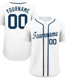 Custom White Navy Classic Style Authentic Baseball Jersey