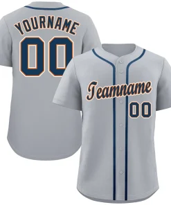 Custom Gray Navy-White Classic Style Authentic Baseball Jersey
