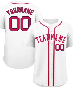 Custom White Red-Navy Classic Style Authentic Baseball Jersey