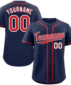 Custom Navy Red-White Classic Style Authentic Baseball Jersey