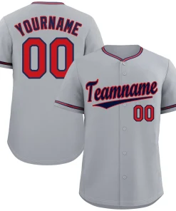Custom Gray Navy-Red Classic Style Authentic Baseball Jersey