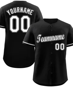 Custom Black White-Gray Classic Style Authentic Baseball Jersey