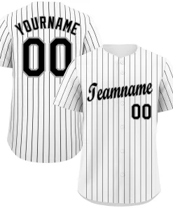Custom White Black-Gray Stripe Fashiuon Authentic Baseball Jersey
