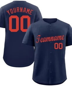 Custom Navy Orange Classic Style Authentic Baseball Jersey